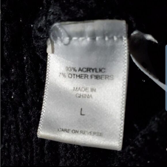 New York and Company Sweater Women’s Large Black Shimmery Cable Knit Cowl Neck - Picture 6 of 6